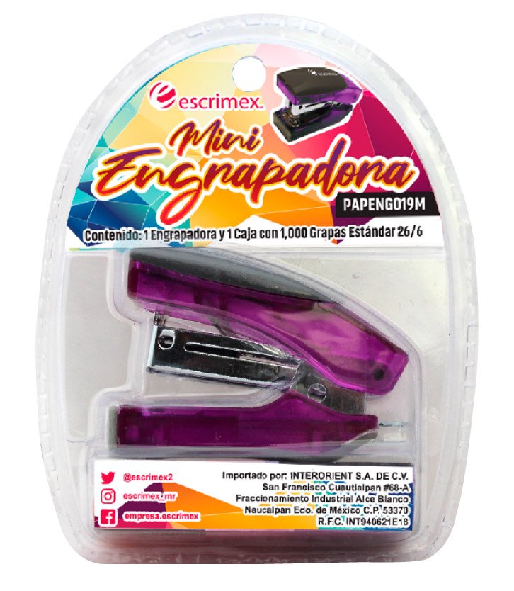 Mini engrapadora color morado de Escrimex
