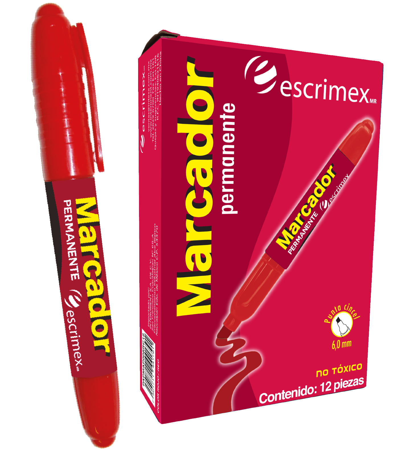 Marcador Permanente color Rojo de Escrimex