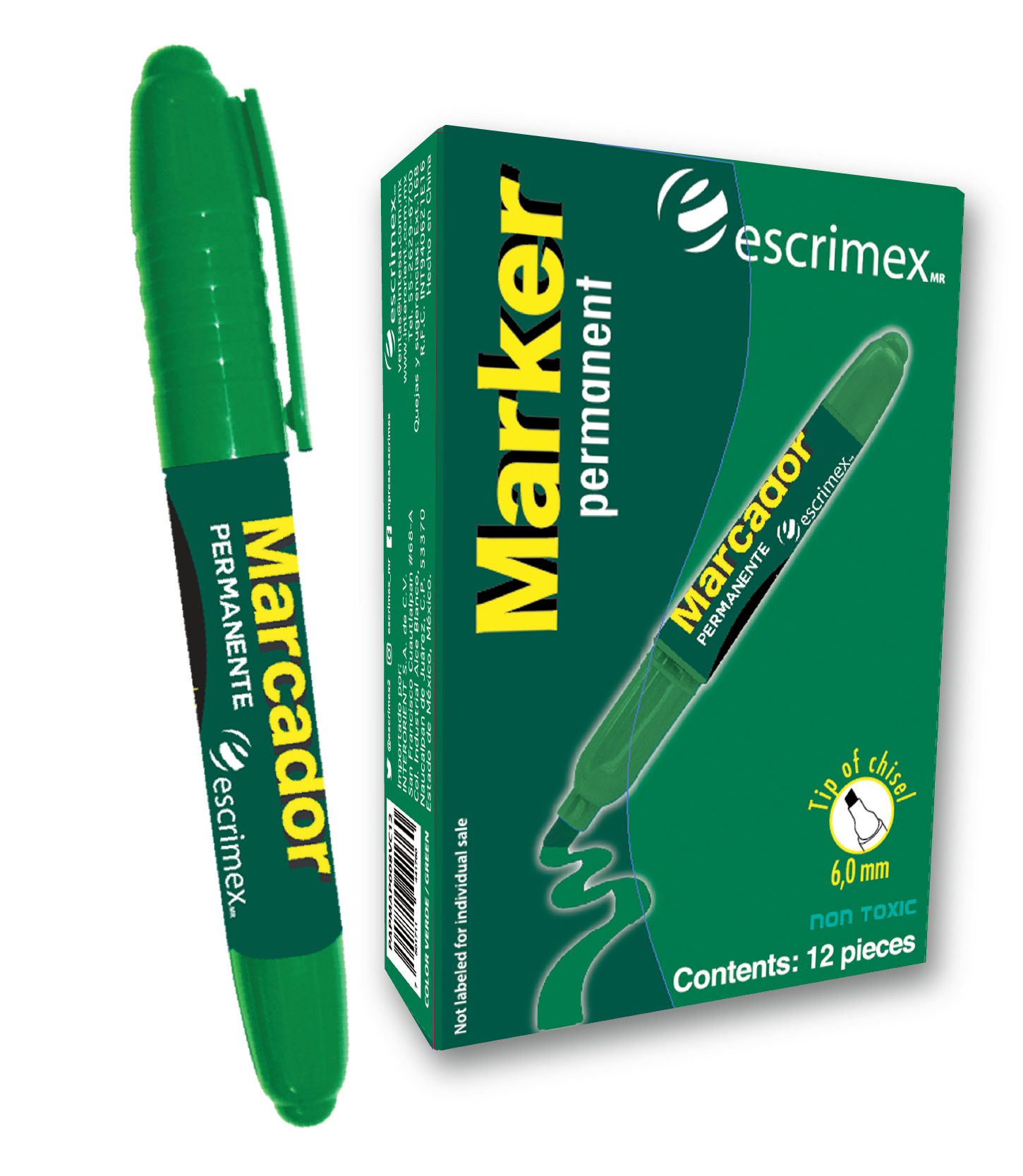 Marcador Permanente color Verde de Escrimex