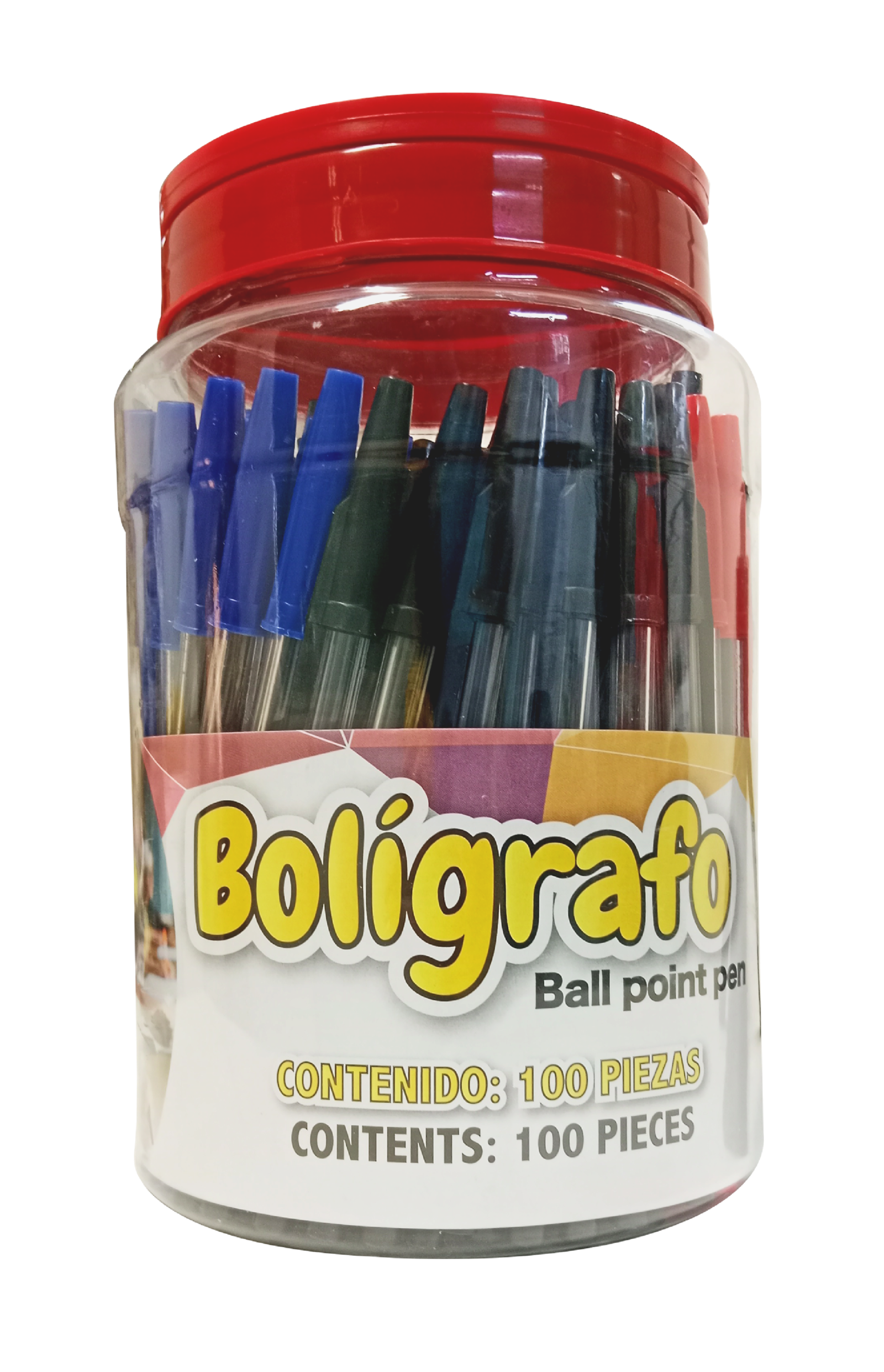 vitrolero 100 piezas bolígrafo azul, negro y rojo de escrimex